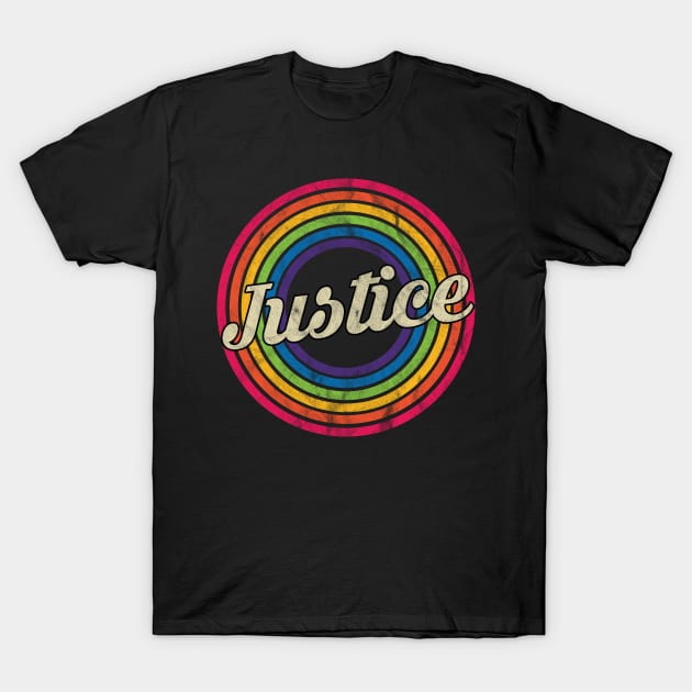 Justice - Retro Rainbow Faded-Style T-Shirt by MaydenArt